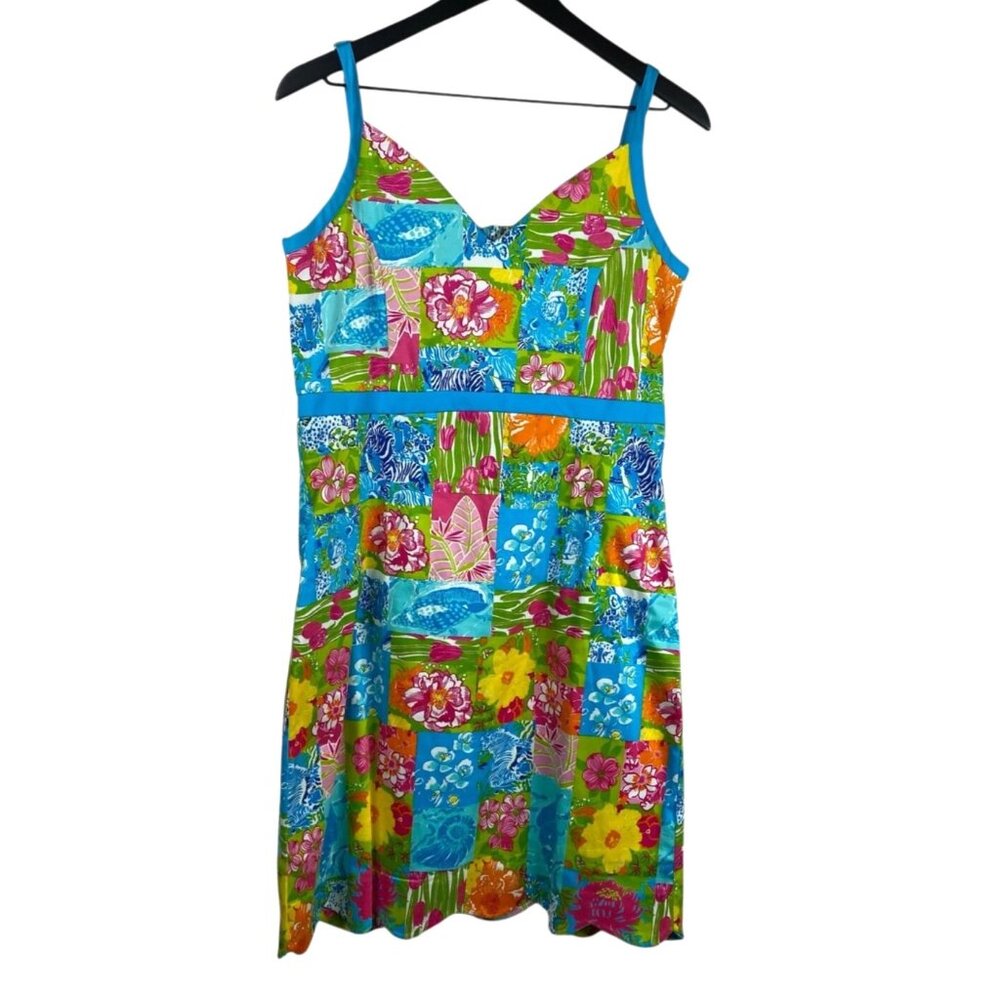 Key West Dress Women's Multicolor Sz 10 Patchwork Sleeveless Tropical Resort